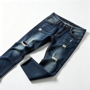 Dark Blue Ripped Slim Fit Jeans
