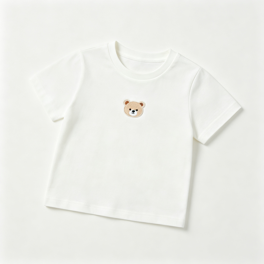 White Cute Bear Print Kids T-Shirt