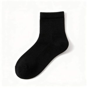 Black Cotton Mid-Calf Socks