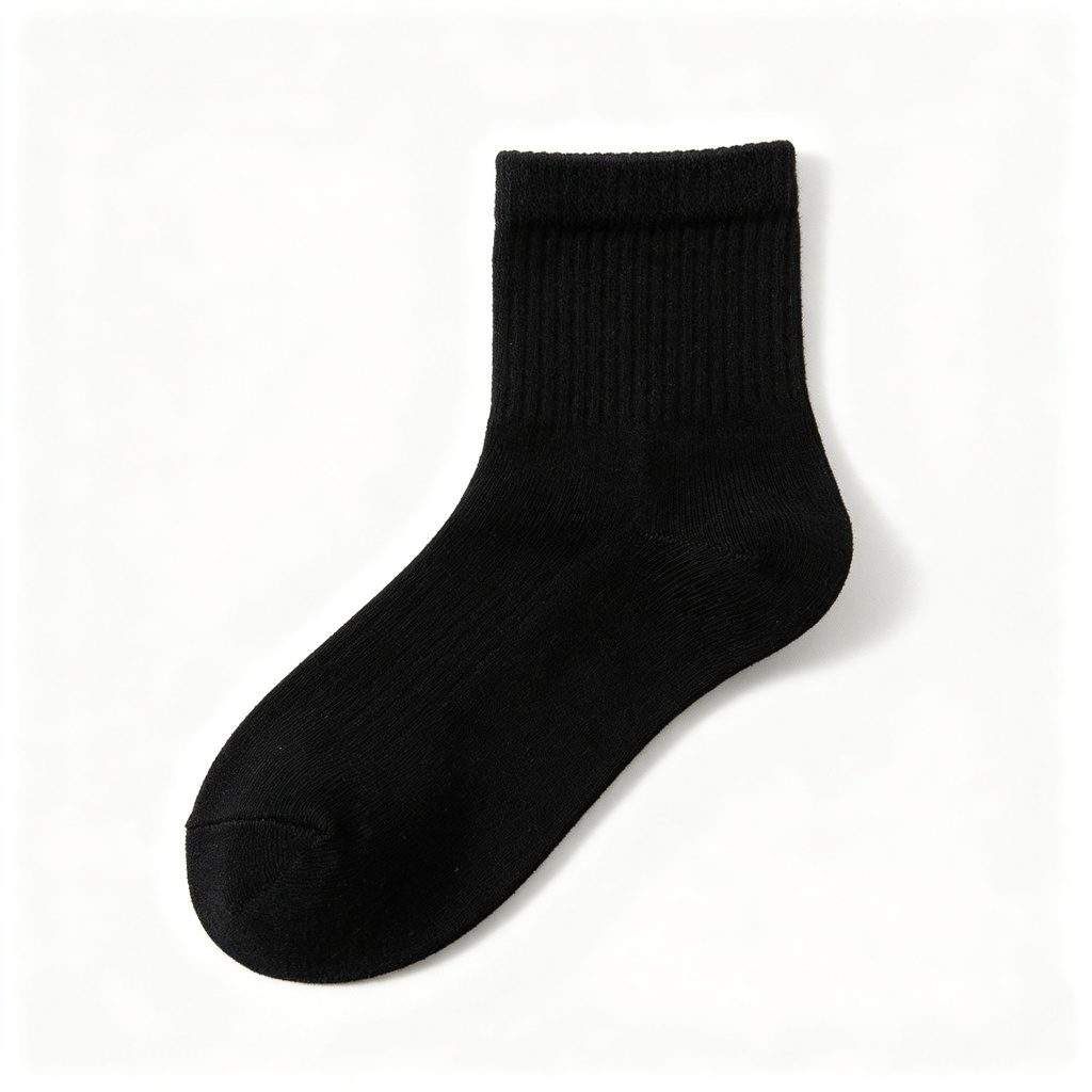 Black Cotton Mid-Calf Socks