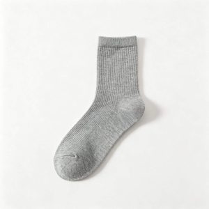 Gray Cotton Mid-Calf Socks