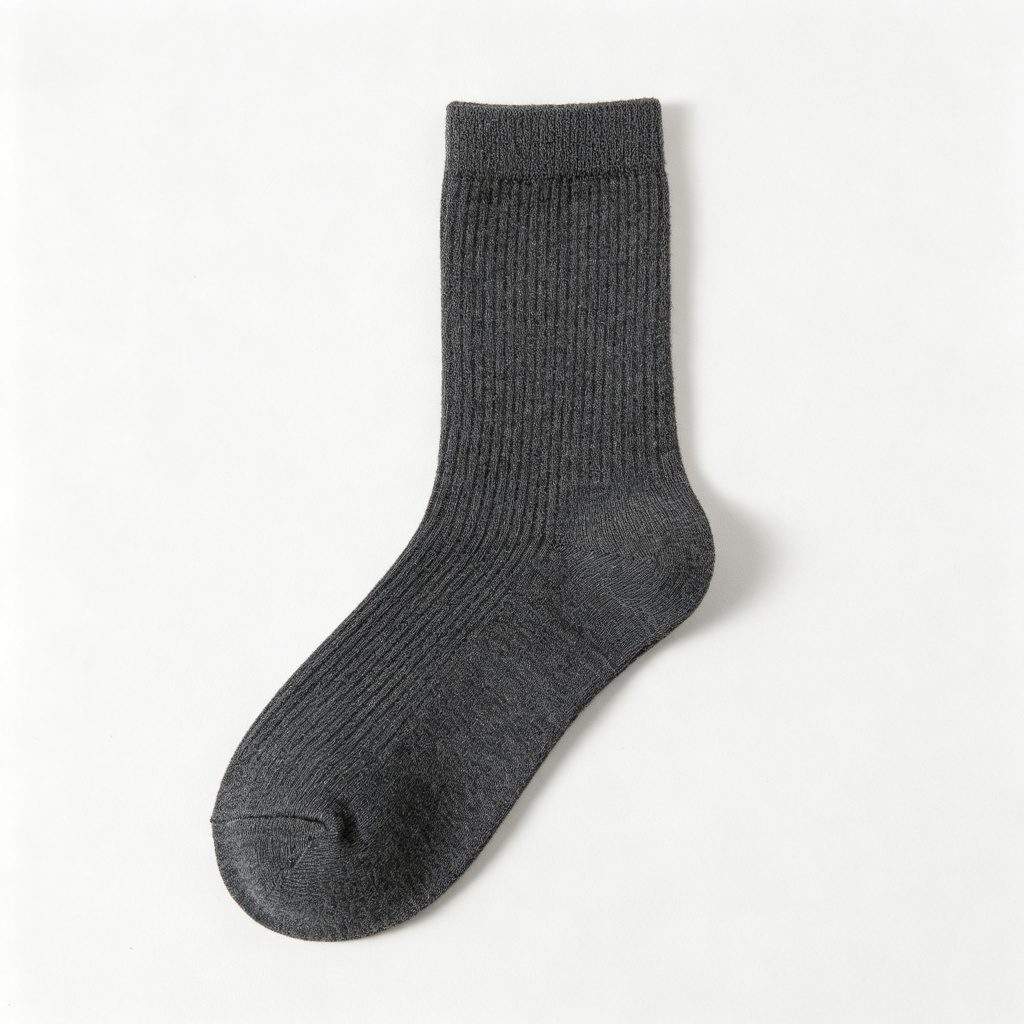 Dark Gray Cotton Mid-Calf Socks