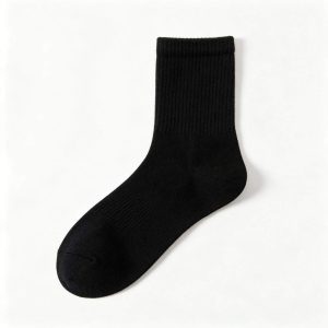 Black Cotton Mid-Calf Socks