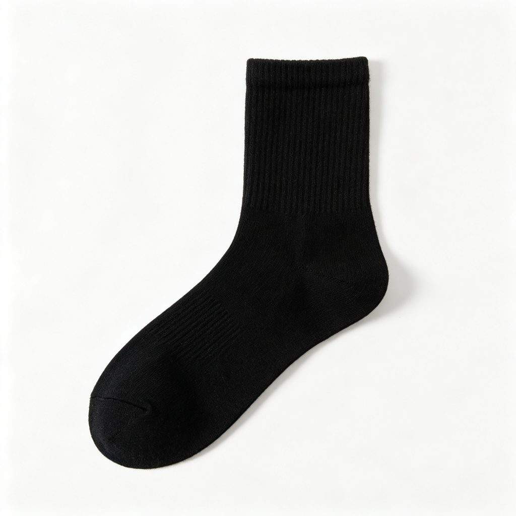 Black Cotton Mid-Calf Socks