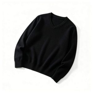 Black V-Neck Knitted Sweater