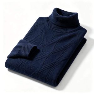 Navy Turtleneck Knitted Sweater