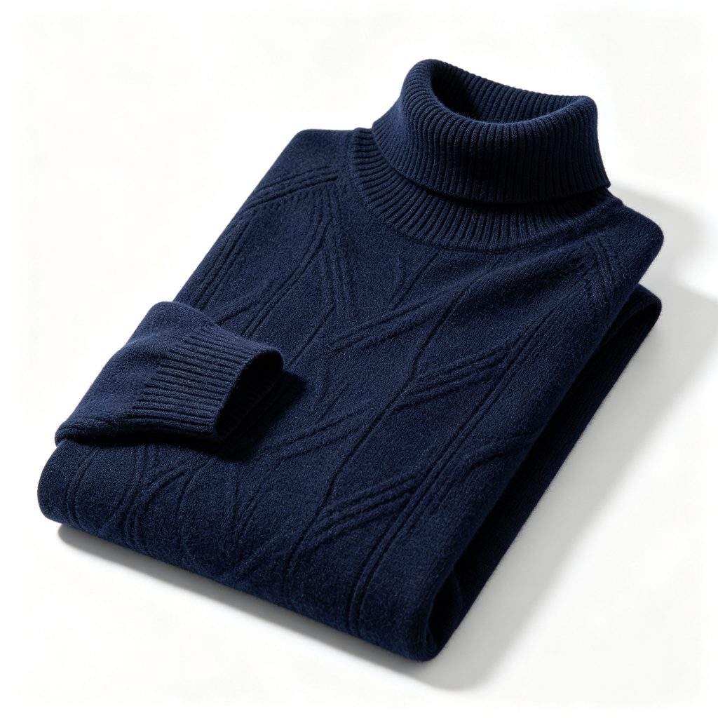 Navy Turtleneck Knitted Sweater