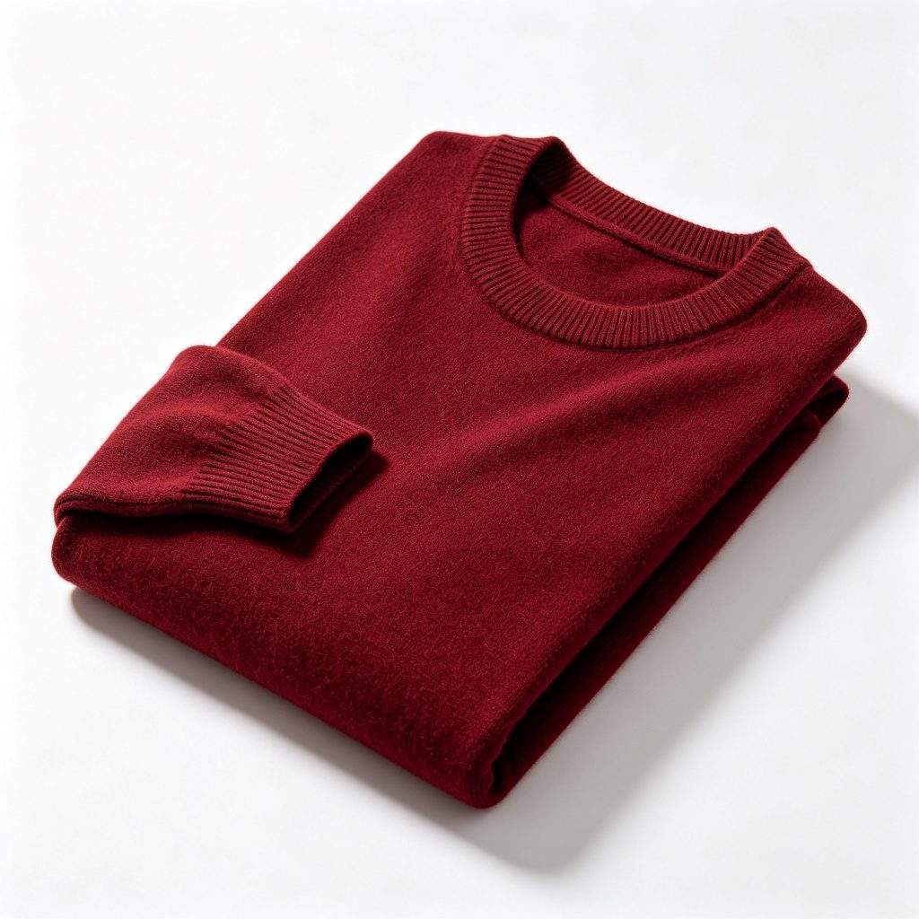 Burgundy Crew Neck Knitted Sweater
