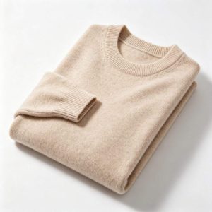 Beige Crew Neck Knitted Sweater