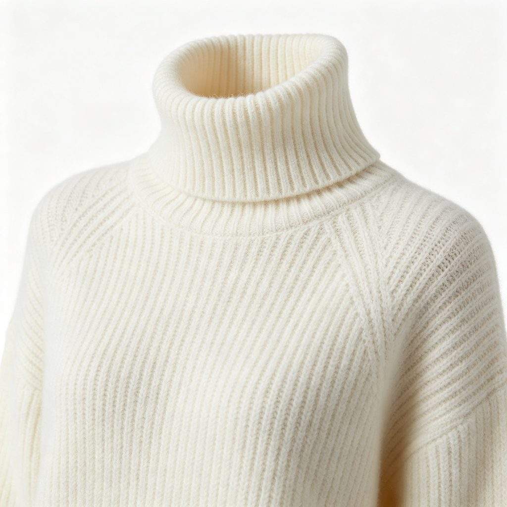 White Turtleneck Knitted Sweater