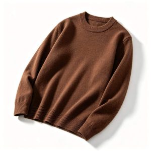 Coffee Brown Crew Neck Knitted Sweater