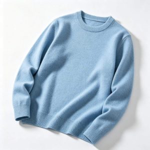 Light Blue Crew Neck Knitted Sweater