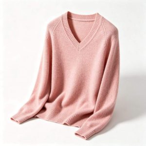 Pink V-Neck Knitted Sweater