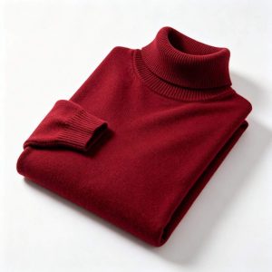 Burgundy Turtleneck Knitted Sweater