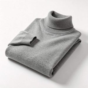 Gray Turtleneck Knitted Sweater
