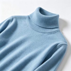 Light Blue Turtleneck Knitted Sweater