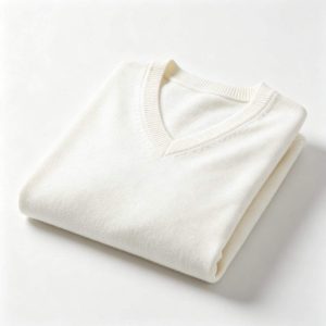 White V-Neck Knitted Sweater