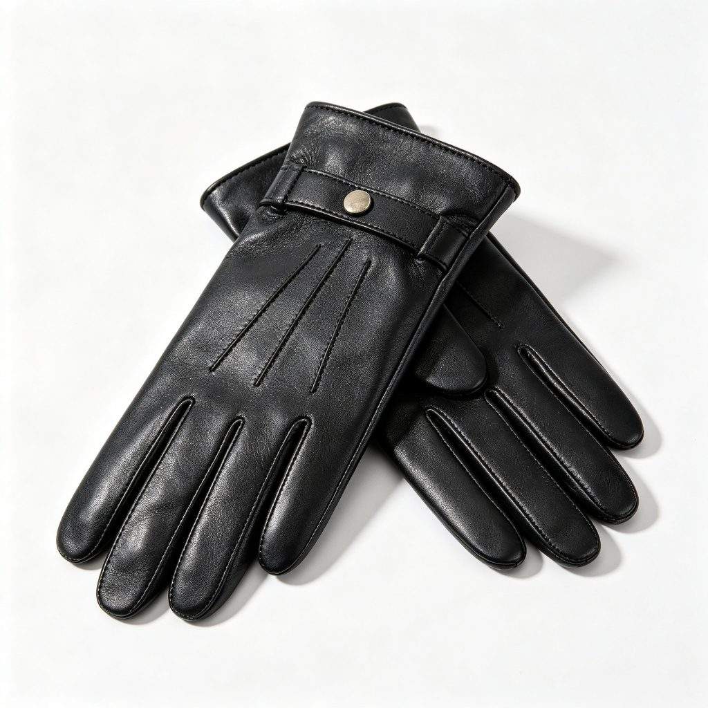 Black Genuine Leather Gloves