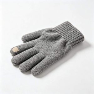 Gray Wool Knitted Gloves