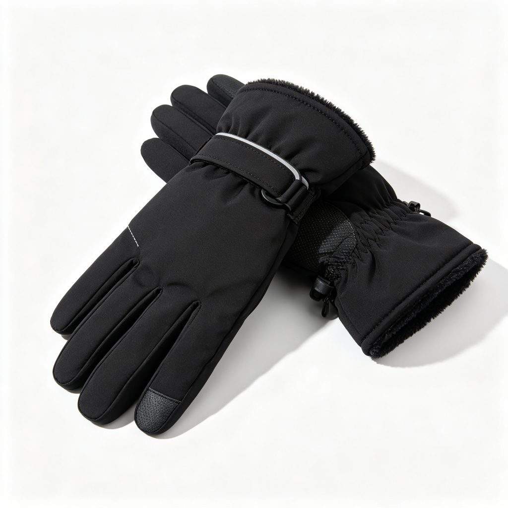 Black Fleece-Lined Warm Gloves
