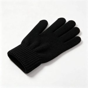 Black Wool Knitted Gloves