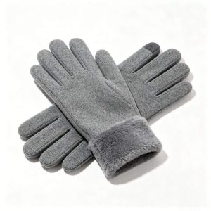 Gray Fleece-Lined Warm Gloves