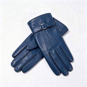 Navy Blue Genuine Leather Gloves