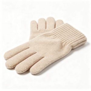 Beige Wool Knitted Gloves