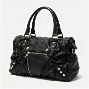 Black Leather Motorcycle Bag
