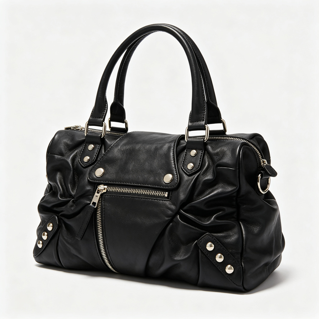 Black Leather Motorcycle Bag
