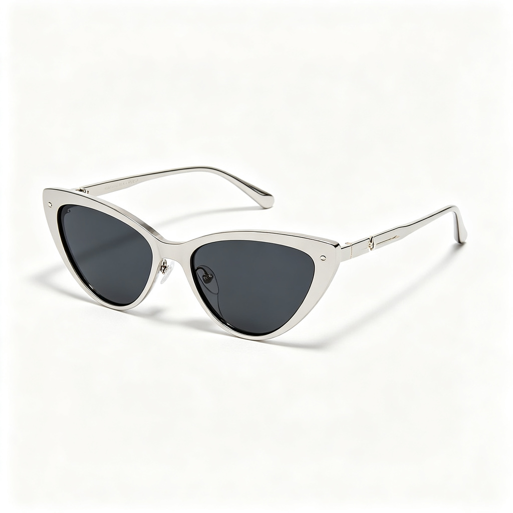 Silver Metal Cat Eye Sunglasses