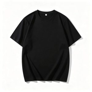 Black Cotton Crew Neck Short-Sleeve T-Shirt