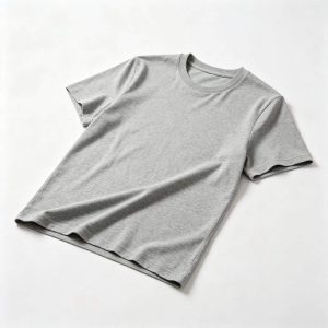 Gray Cotton Crew Neck Short-Sleeve T-Shirt