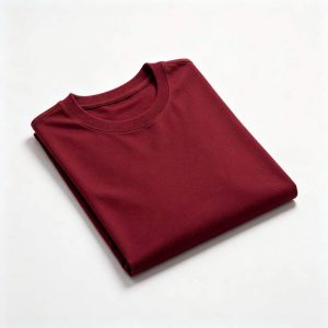 Burgundy Cotton Crew Neck Short-Sleeve T-Shirt