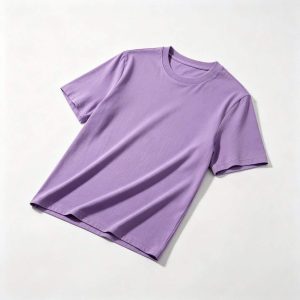 Purple Cotton Crew Neck Short-Sleeve T-Shirt