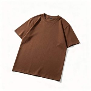 Coffee Brown Cotton Crew Neck Short-Sleeve T-Shirt