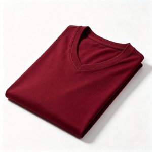 Burgundy V-Neck Short-Sleeve T-Shirt