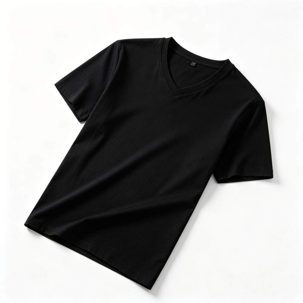 Black V-Neck Short-Sleeve T-Shirt