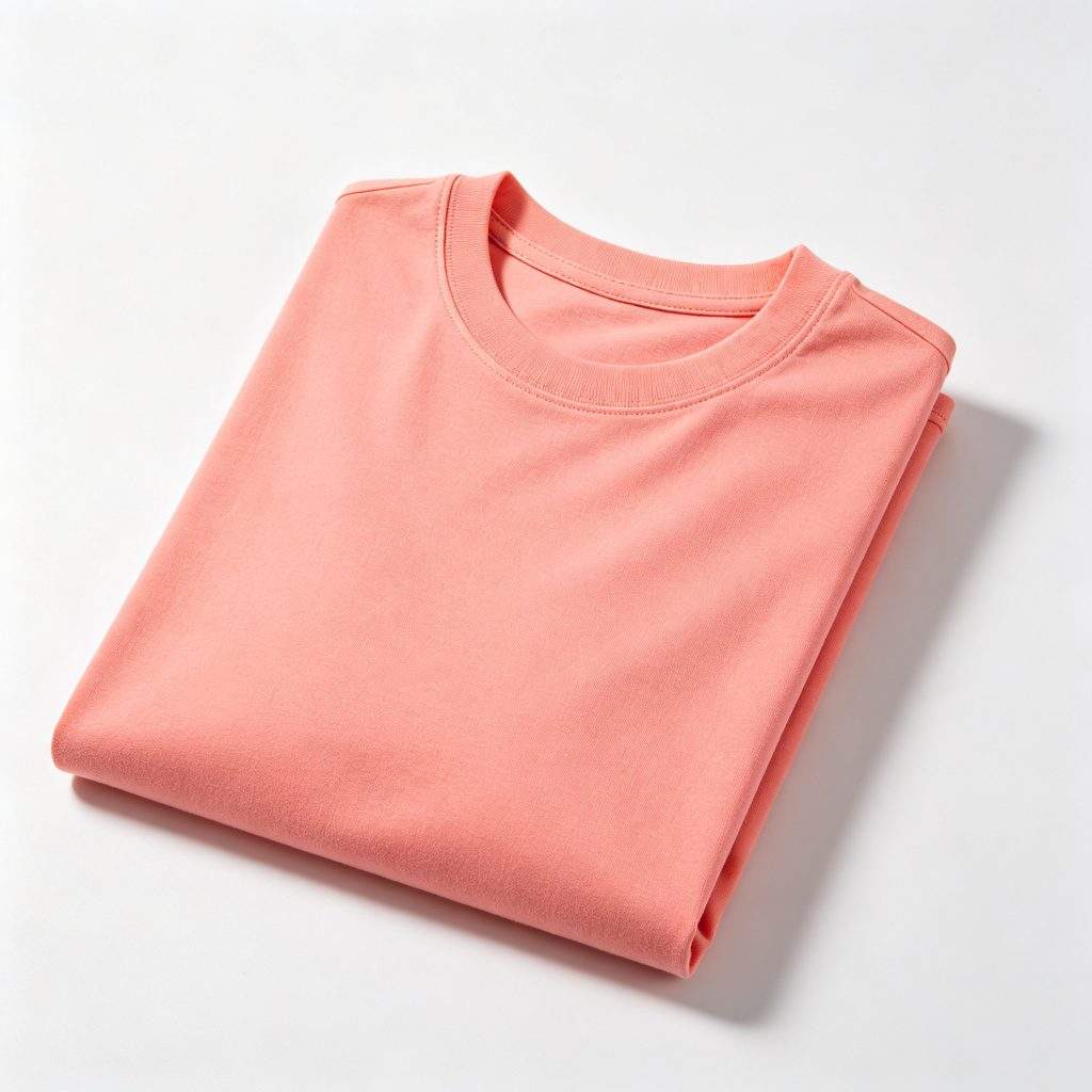 Coral Pink Crew Neck Short-Sleeve T-Shirt