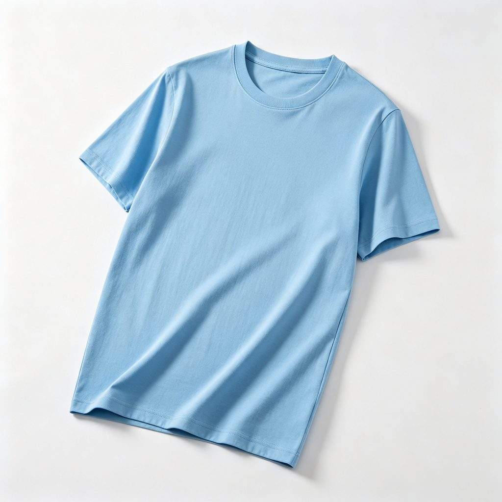 Sky Blue Crew Neck Short-Sleeve T-Shirt