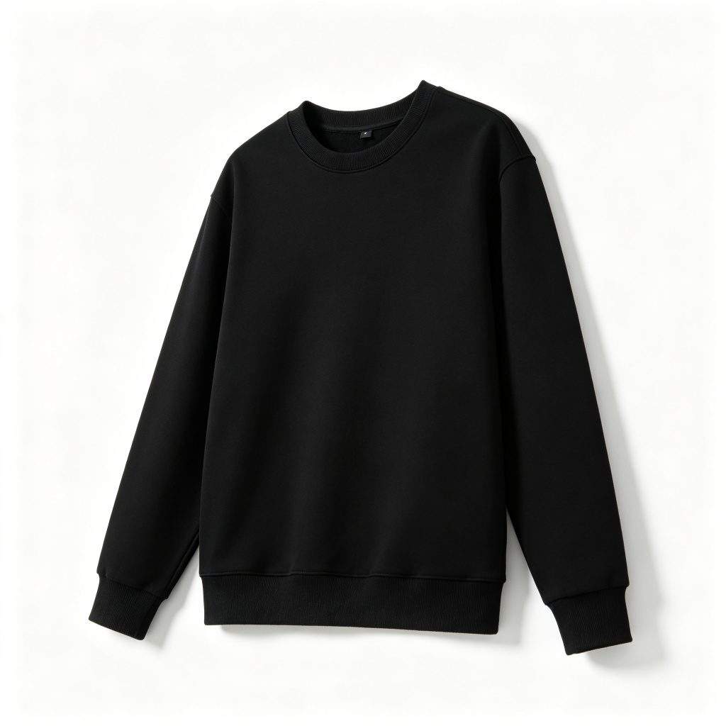 Black Minimal Crew Neck Sweatshirt
