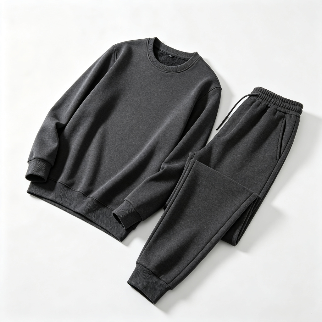 Dark Grey Crew Neck Sweatshirt & Sweatpants Set