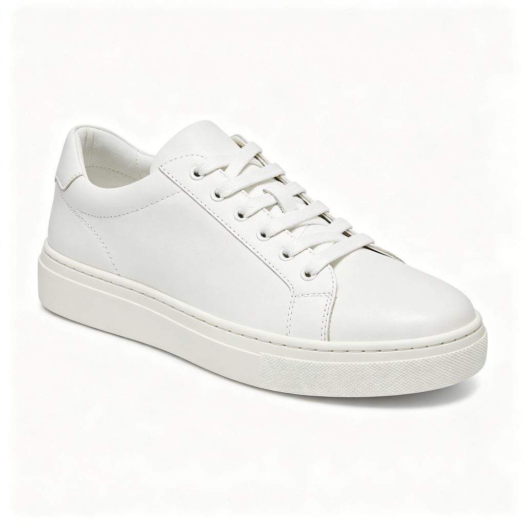 White Genuine Leather White Sneakers