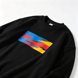 Black Colorful Abstract Art Print Crewneck Sweatshirt