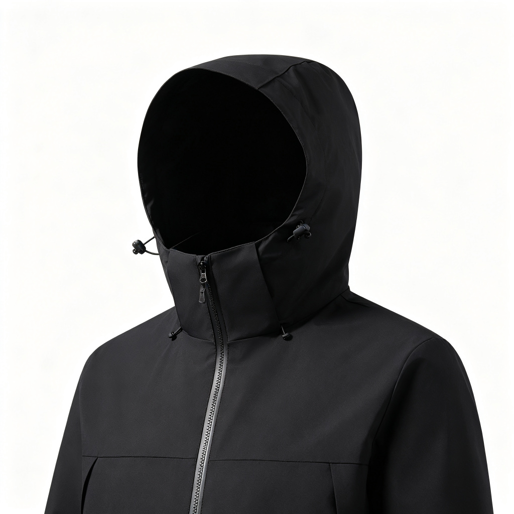 Black Hooded Outdoor Jacket