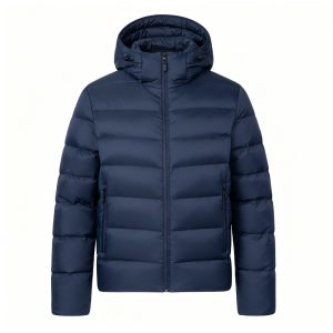 Navy Blue Hooded Down Jacket