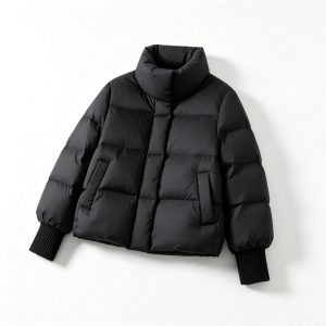 Black Stand Collar Short Down Jacket