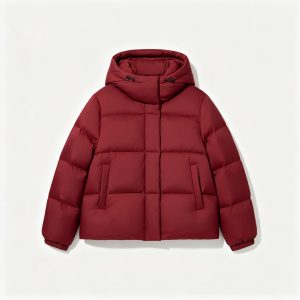 Burgundy Hooded Down Jacket