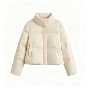 Beige Stand Collar Down Jacket