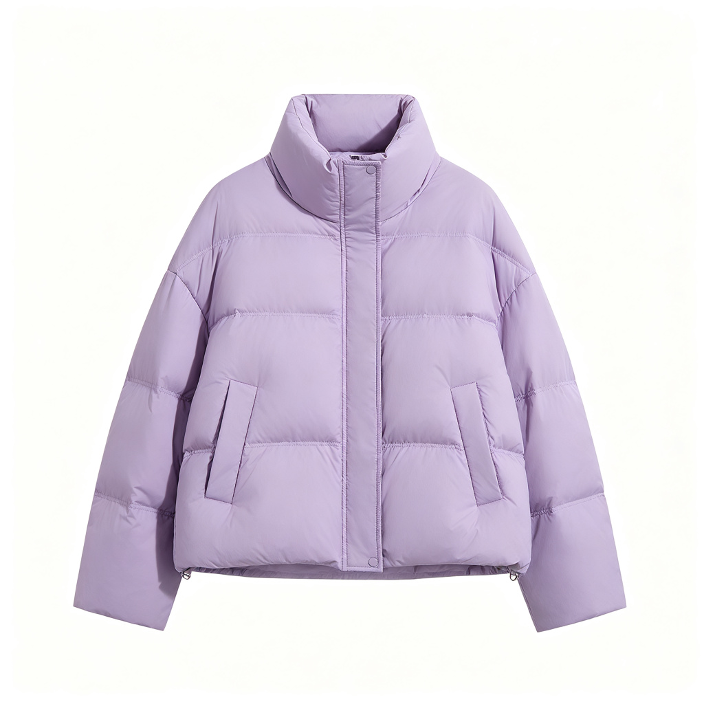 Purple Cropped Down Jacket